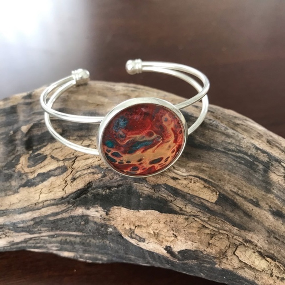 Handmade  one of a kind silver/ Pebeo‎ bracelet